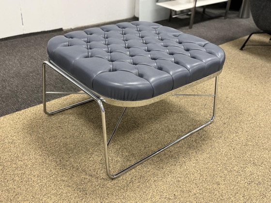 Image 1 of Molinari Hocker aus blauem Leder 