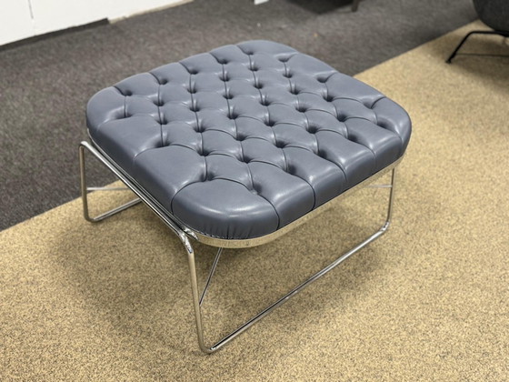 Image 1 of Molinari Hocker aus blauem Leder 