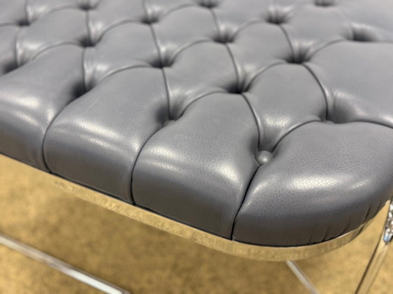 Image 1 of Molinari Hocker aus blauem Leder 