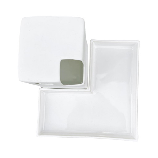 Weiße, minimalistische Vase + Asa-Ständer, Deutschland, 1980er Jahre.