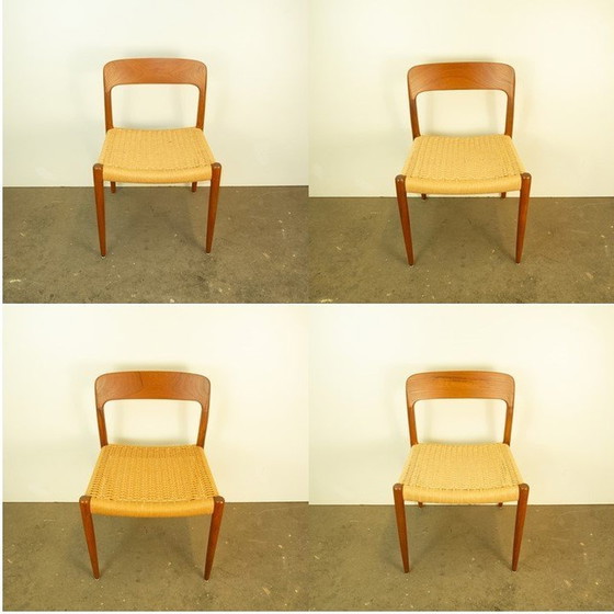 Image 1 of Esstischstühle, Modell 75 Von Niels Otto Möller, Teak Und Papierkordel, 1960Er Jahre