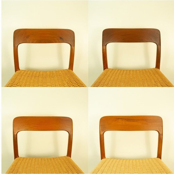 Image 1 of Esstischstühle, Modell 75 Von Niels Otto Möller, Teak Und Papierkordel, 1960Er Jahre