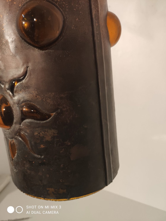 Image 1 of Felipe Derfinger Bernsteinfarbene mundgeblasene Lampe