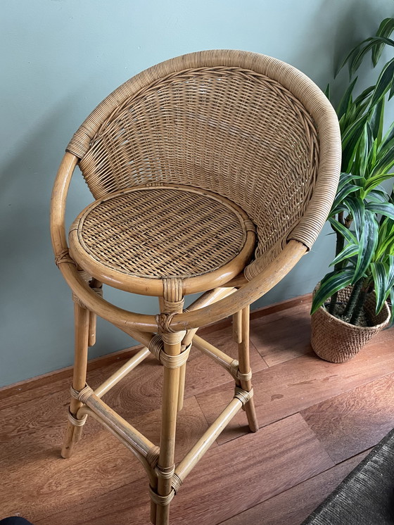 Image 1 of 4x Vintage -Rattan-Barhocker