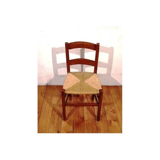 Image 1 of Vintage Kinderstuhl aus Holz und Stroh