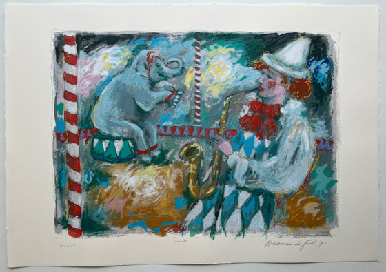 Image 1 of Annemarie de Groot | Handsignierter Siebdruck | "Zirkus" | 1993