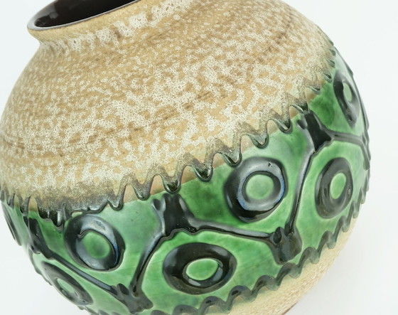 Image 1 of Große kugelförmige Vintage Carstens Toennishof Vase Abstraktes Dekor