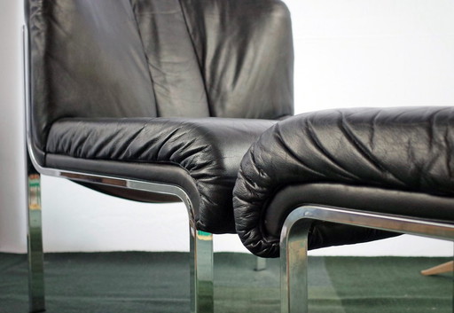 Leder Sessel Mit Ottomane Lounge Chair Modell 1200 Eichenberger Für Girsberger 