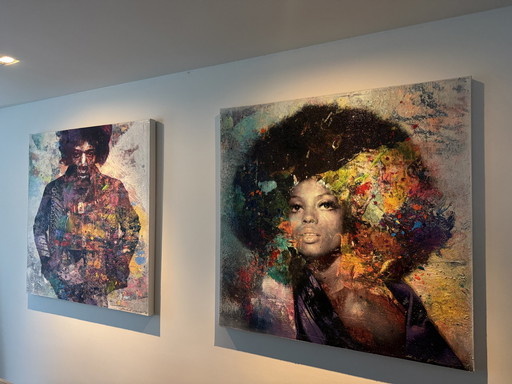 Karin Vermeer Diana Ross und Jimi Hendrix Gemischte Medien