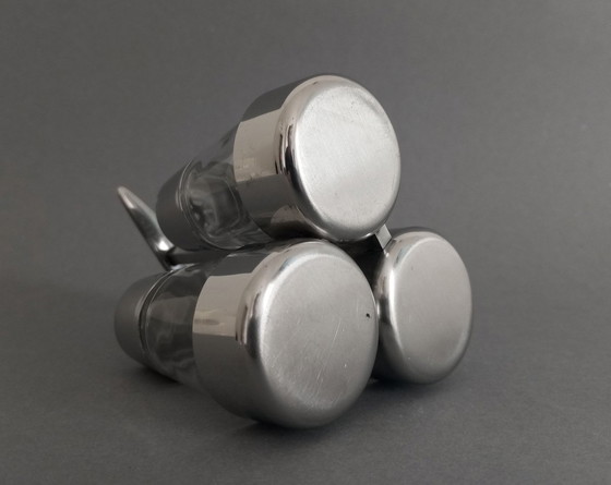 Image 1 of Gio Ponti Art-Deco Modernist Salz & Pfeffer Gewürze Menage für Krupp Österreich 1950S
