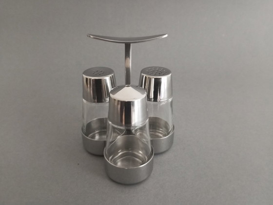 Image 1 of Gio Ponti Art-Deco Modernist Salz & Pfeffer Gewürze Menage für Krupp Österreich 1950S