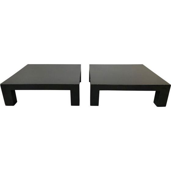Image 1 of Paar Vintage Couchtische aus schwarz lackiertem Holz, 1970