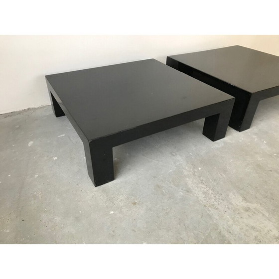 Image 1 of Paar Vintage Couchtische aus schwarz lackiertem Holz, 1970