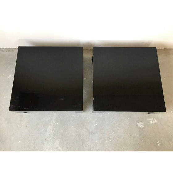 Image 1 of Paar Vintage Couchtische aus schwarz lackiertem Holz, 1970