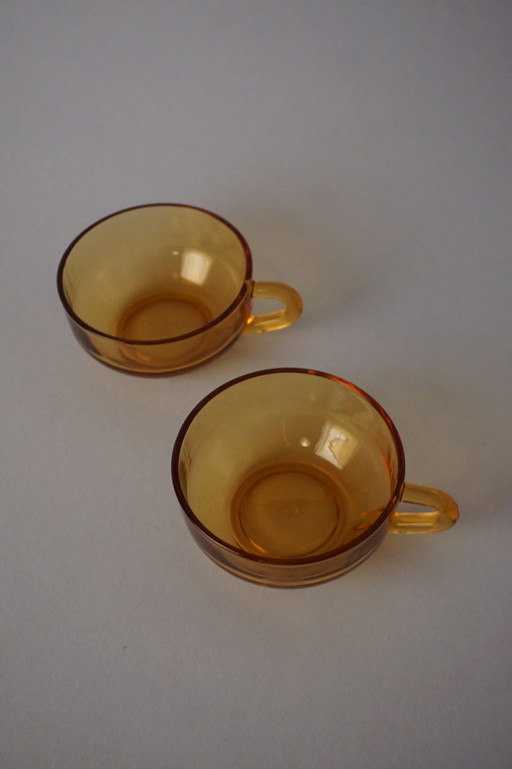 Japanse glas amberkleurige koffiekopjes