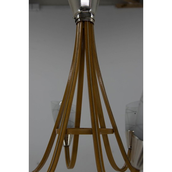 Image 1 of Mid-Century-Kronleuchter aus Holz und Glas von Dřevo Humpolec, Tschechoslowakei 1960er Jahre