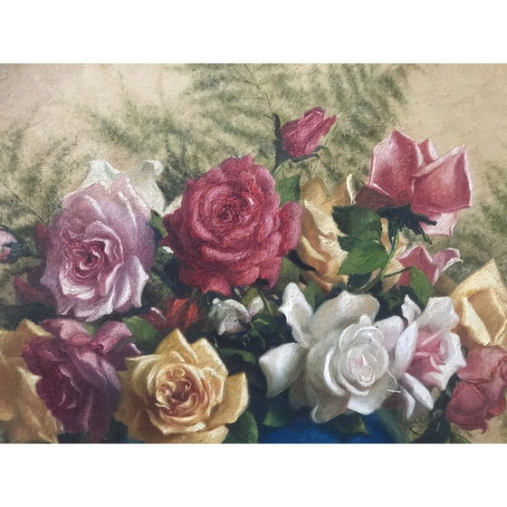 Image 1 of Öl auf tafel vintage "Blumenstrauß" von L.Noireaut