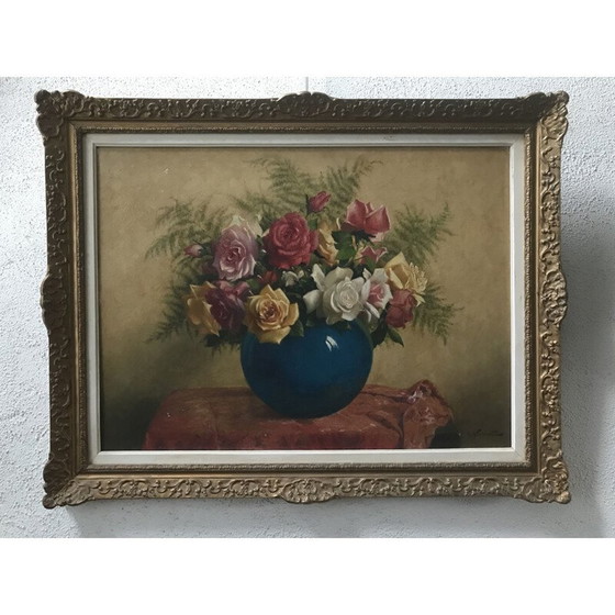 Image 1 of Öl auf tafel vintage "Blumenstrauß" von L.Noireaut
