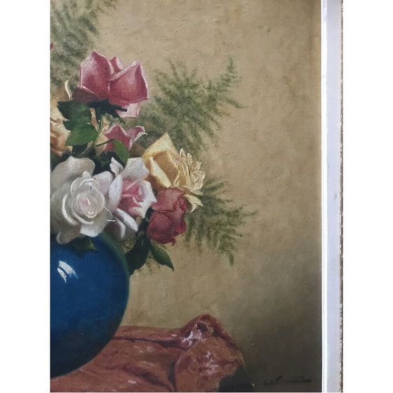 Image 1 of Öl auf tafel vintage "Blumenstrauß" von L.Noireaut