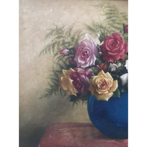 Image 1 of Öl auf tafel vintage "Blumenstrauß" von L.Noireaut