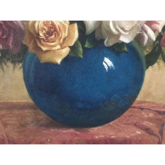 Image 1 of Öl auf tafel vintage "Blumenstrauß" von L.Noireaut