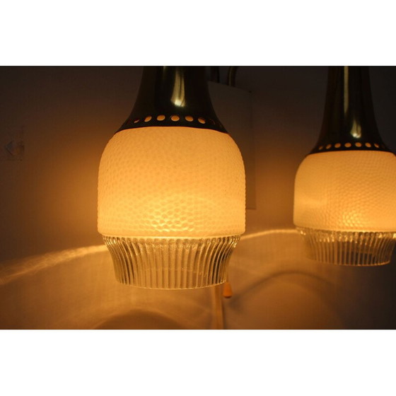 Image 1 of Vintage Wandlampe aus Glas und Messing, Tschechoslowakei 1970