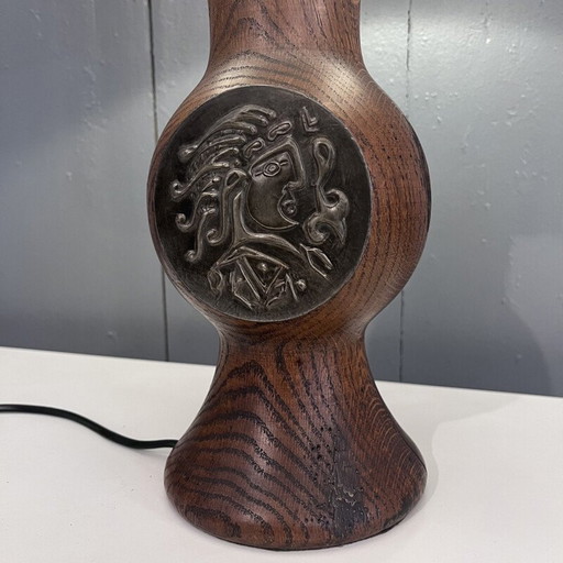 Vintage-Lampe aus Massivholz, 1950