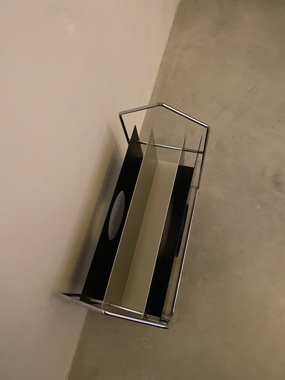 Image 1 of Verchromter Zeitschriftenständer aus Metall, Frankreich 1970