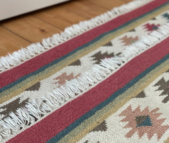 Image 1 of Vintage KELIM zu Teak Boho Orientteppich