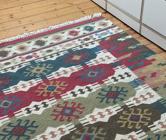 Image 1 of Vintage KELIM zu Teak Boho Orientteppich