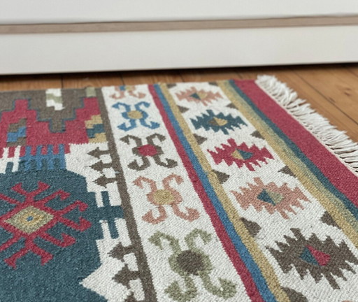 Vintage KELIM zu Teak Boho Orientteppich