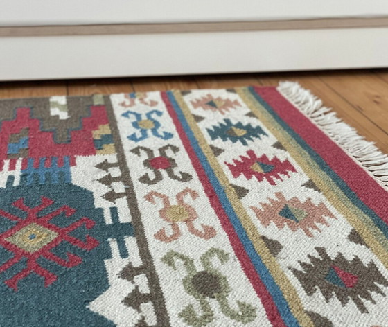 Image 1 of Vintage KELIM zu Teak Boho Orientteppich