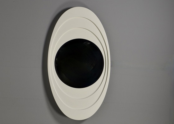 Image 1 of Italienischer ovaler Space Age Spiegel aus der mid-century – Italien, um 70er Jahre Design