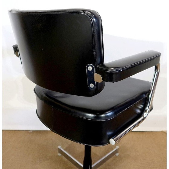 Image 1 of Vintage-Drehstuhl aus Leder, 1960er Jahre