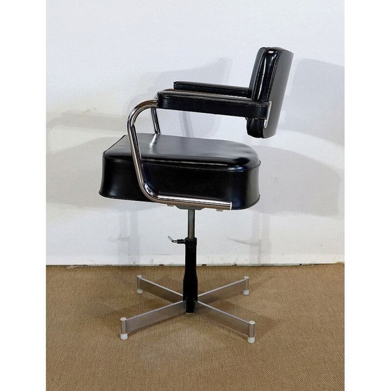 Image 1 of Vintage-Drehstuhl aus Leder, 1960er Jahre