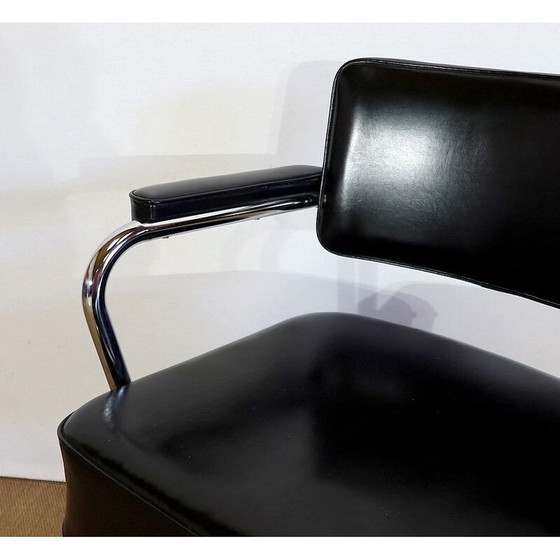 Image 1 of Vintage-Drehstuhl aus Leder, 1960er Jahre