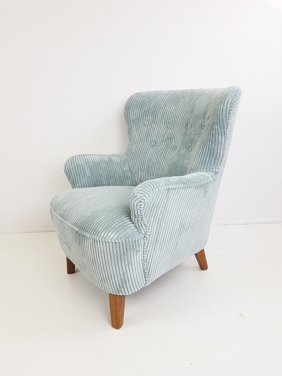 Image 1 of Vintage Artifort Theo Ruth Sessel Sitz blau neu gepolstert