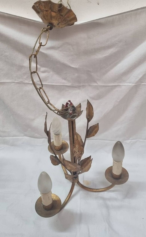 Kronleuchter Eisen vergoldet, Blätter, Italien