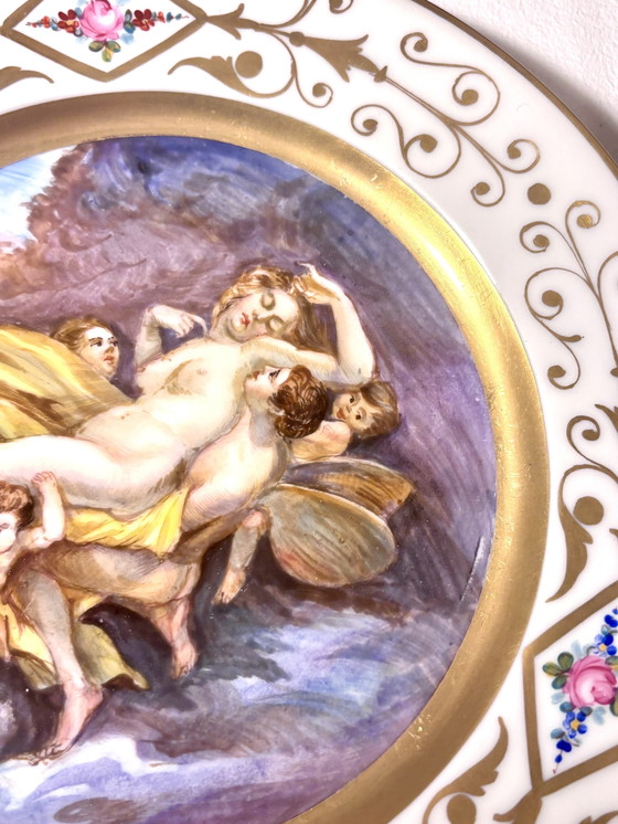 Image 1 of Französisch Porcelaine dekoriert Teller Hand-Malerei