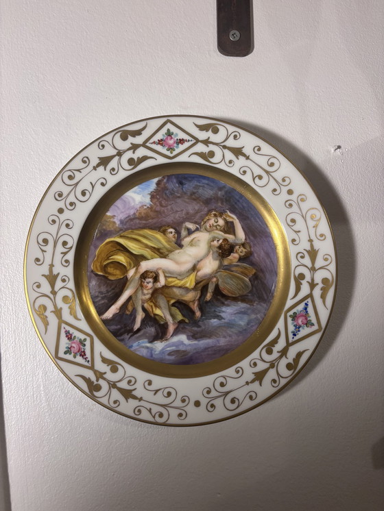 Image 1 of Französisch Porcelaine dekoriert Teller Hand-Malerei
