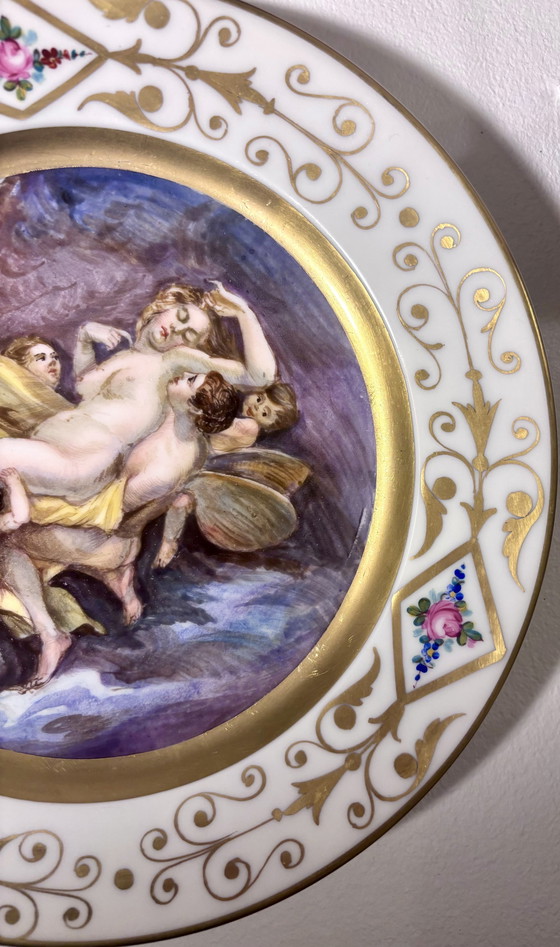 Image 1 of Französisch Porcelaine dekoriert Teller Hand-Malerei