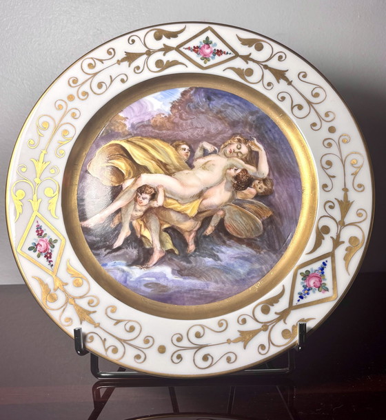 Image 1 of Französisch Porcelaine dekoriert Teller Hand-Malerei