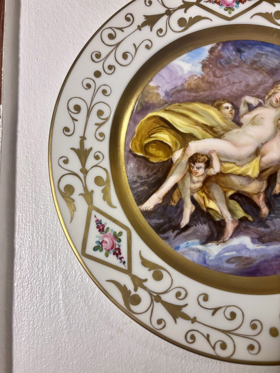 Image 1 of Französisch Porcelaine dekoriert Teller Hand-Malerei