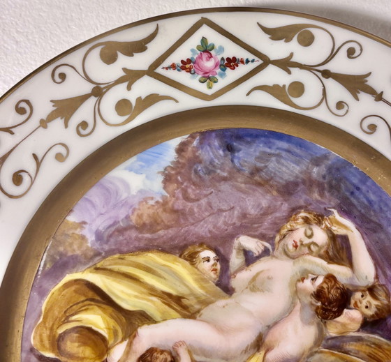 Image 1 of Französisch Porcelaine dekoriert Teller Hand-Malerei