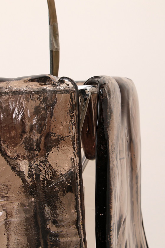 Image 1 of Wunderschöne Hängelampe aus weiß/braunem Eisglas von J. T. Kalmar für Kalmar, 1960
