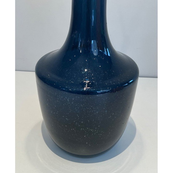 Image 1 of Vintage-Lampe aus blauem geblasenem Glas, 1970