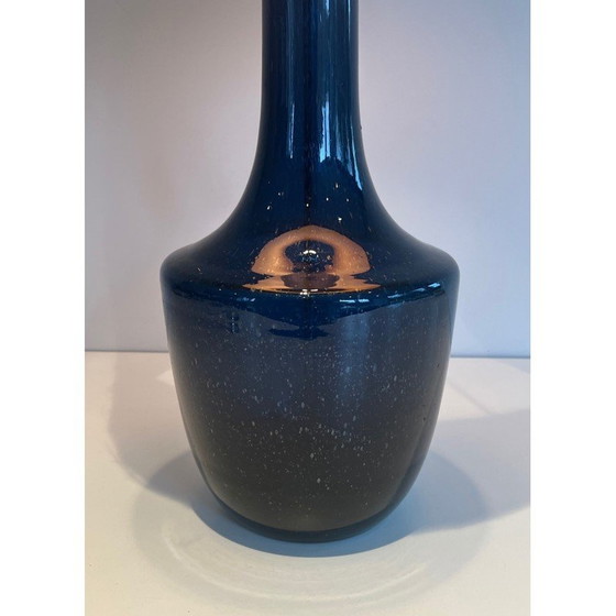 Image 1 of Vintage-Lampe aus blauem geblasenem Glas, 1970