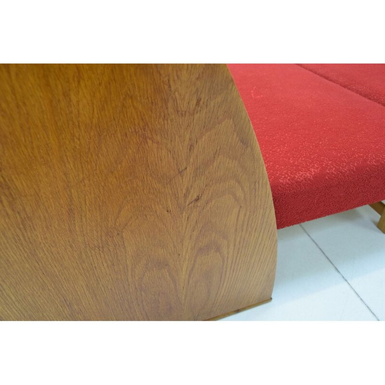 Image 1 of Vintage Cabrio-Sessel aus Holz und Stoff, Tschechoslowakei 1960er Jahre