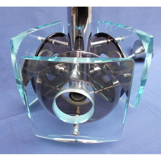 Image 1 of Klassische italienische Glas- und Chromstahlaufhängung, 1960