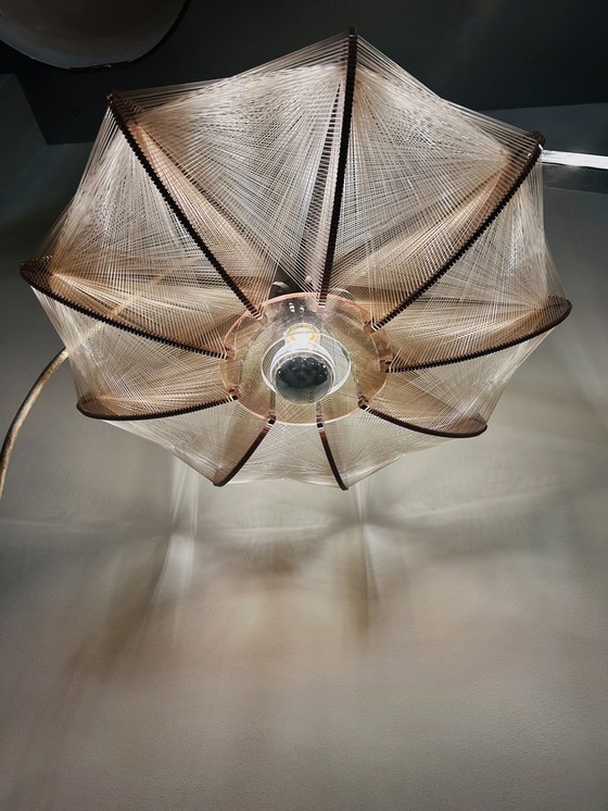 Image 1 of Vintage Paul Secon Hängeleuchte, Taupe Plexi Und Nylon